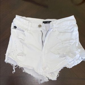 White ripped Kancan shorts